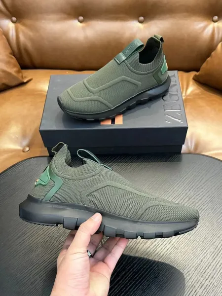 Zegna Oasi Knit Slip-On Olive Green Sneakers - 13