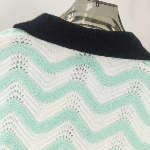 Design Chevron Knit Polo Set Mint Green and White - 7