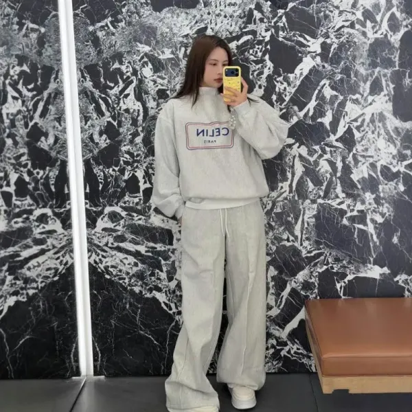 Celine Logo Patch Gray Hoodie - 4