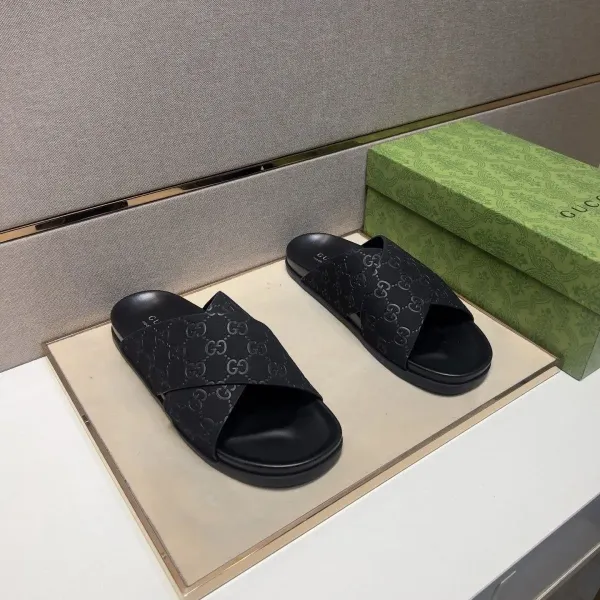 Gucci GG Marmont Slide Sandals Brown Suede Slippers - 25