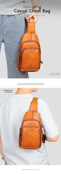 Design Sling Bag Tan Leather Crossbody Bag - 3