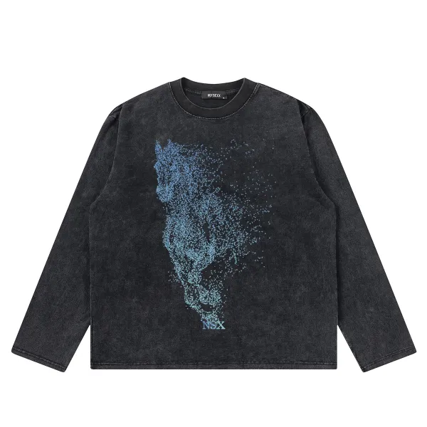 Design NOTSEXx Particle Wolf Long Sleeve T-Shirt Black T-Shirts - 30