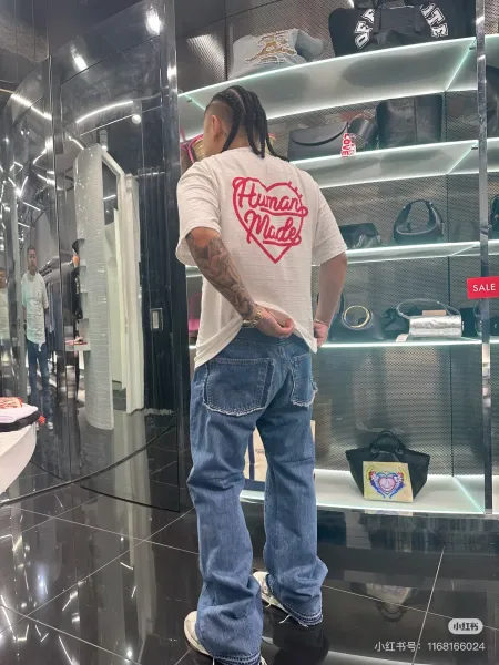 Human Made Heart Logo T-Shirt White and Black - 5