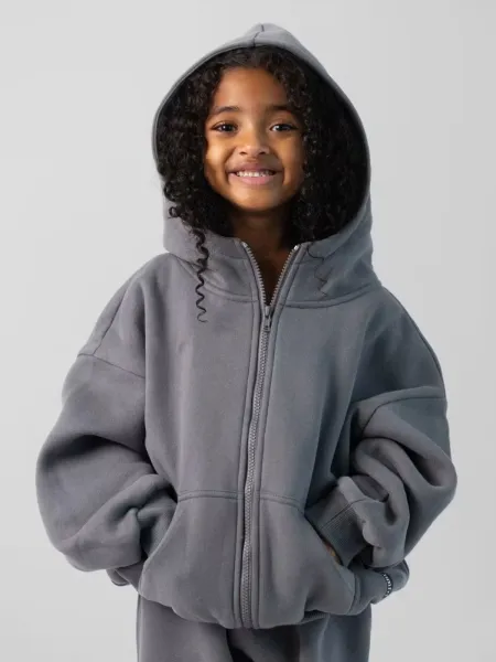 Design Oversized Zip-Up Hoodie and Jogger Set Gray - 19