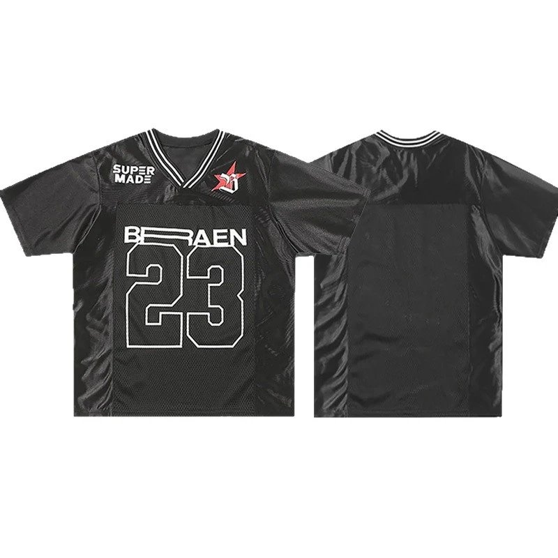 Custom Mesh Football Jersey Orange Green Black Yellow Purple White Maroon Retro Graphic