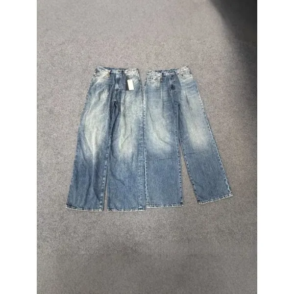 Design Wide-Leg Distressed Wash Jeans - 1