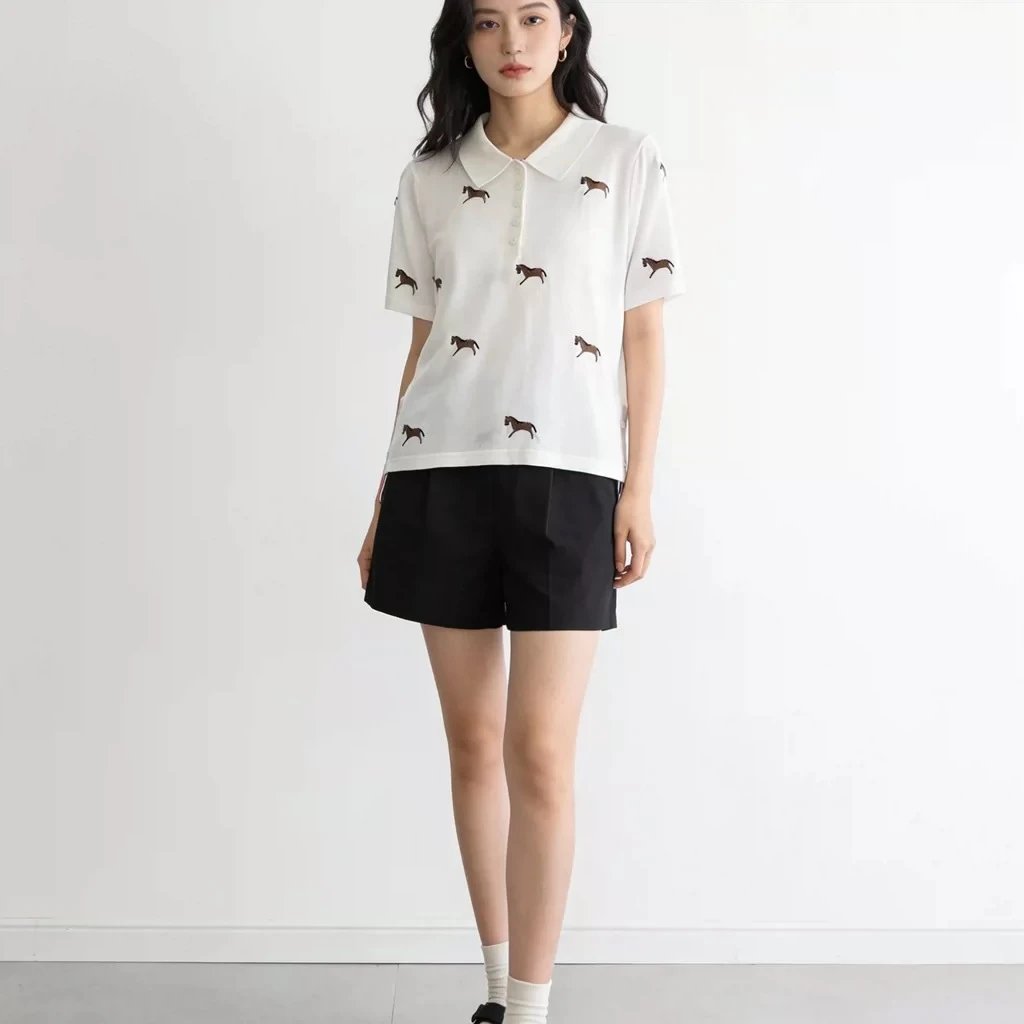 Thom Browne Horse-Embroidered Gray Piqué Polo Polo Shirt - 9