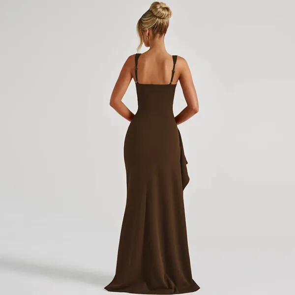 Design White Ruched High-Slit Maxi Dress - 47