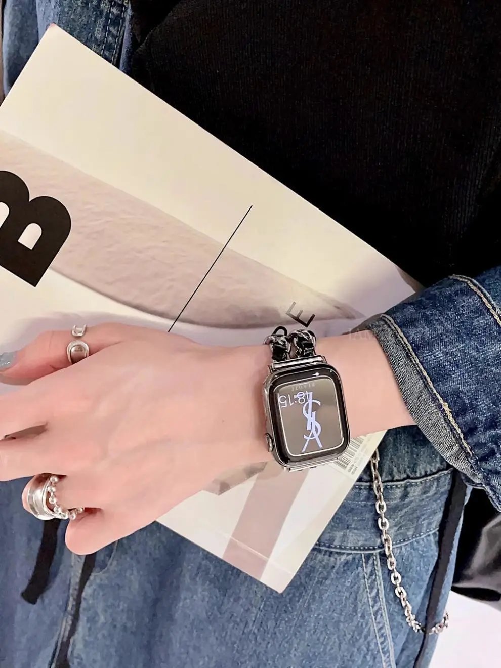 Apple Watch with Rose Gold Metal Link Bracelet Smartwatch - 15