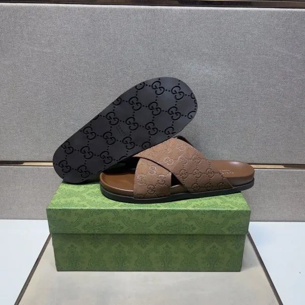 Gucci GG Marmont Slide Sandals Brown Suede Slippers - 35