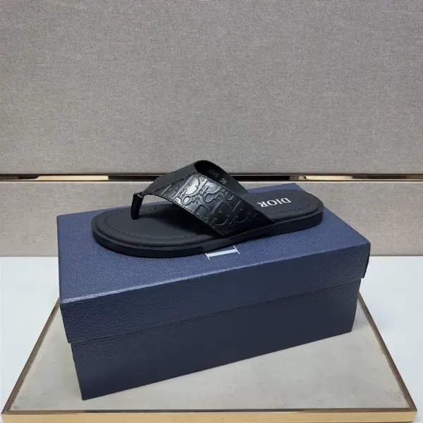 Dior Oblique Logo Slide Sandals Black Slippers - 9