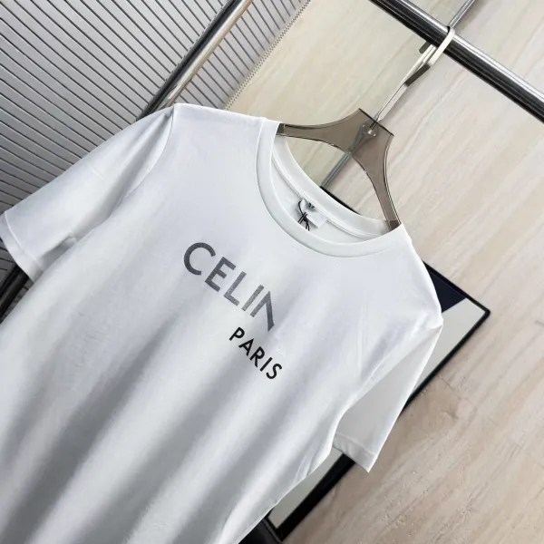 Celine Paris Logo Print White T-Shirt - 5