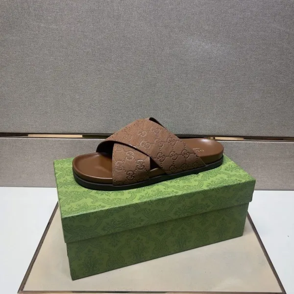 Gucci GG Marmont Slide Sandals Brown Suede Slippers - 37