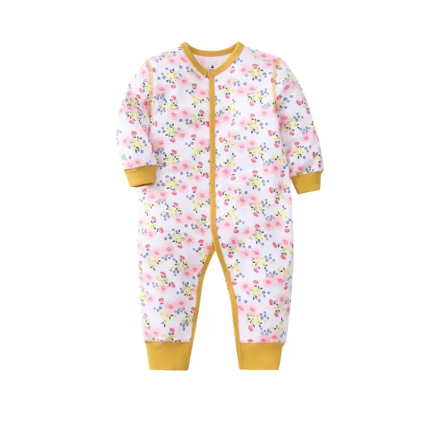 Design Striped Ribbed Footed Romper Brown and White Sleepwear - 14