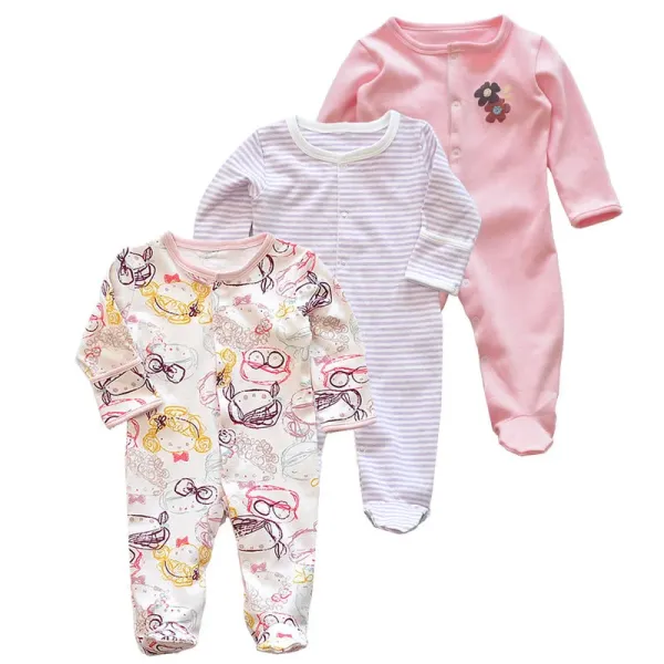 Design Footed Pajamas Set Teal / White / Gray Baby Sleepwear - 14