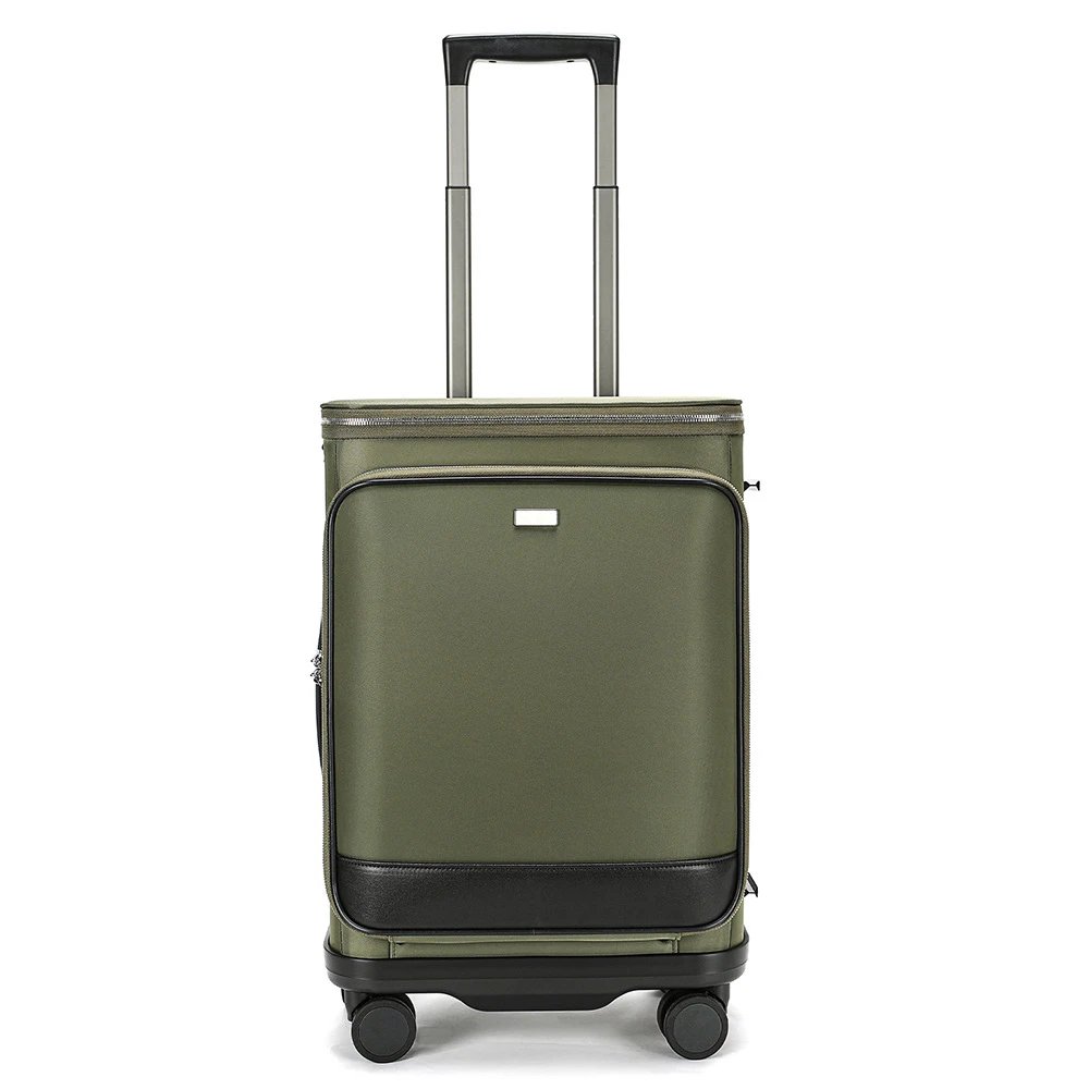 Design Expandable Olive Green Carry-On Suitcase