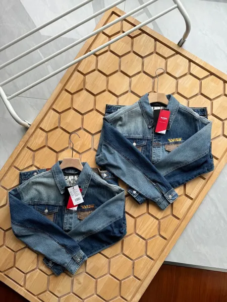 Evisu Custom Wash Denim Jacket with M Logo Patchwork Blue - 8