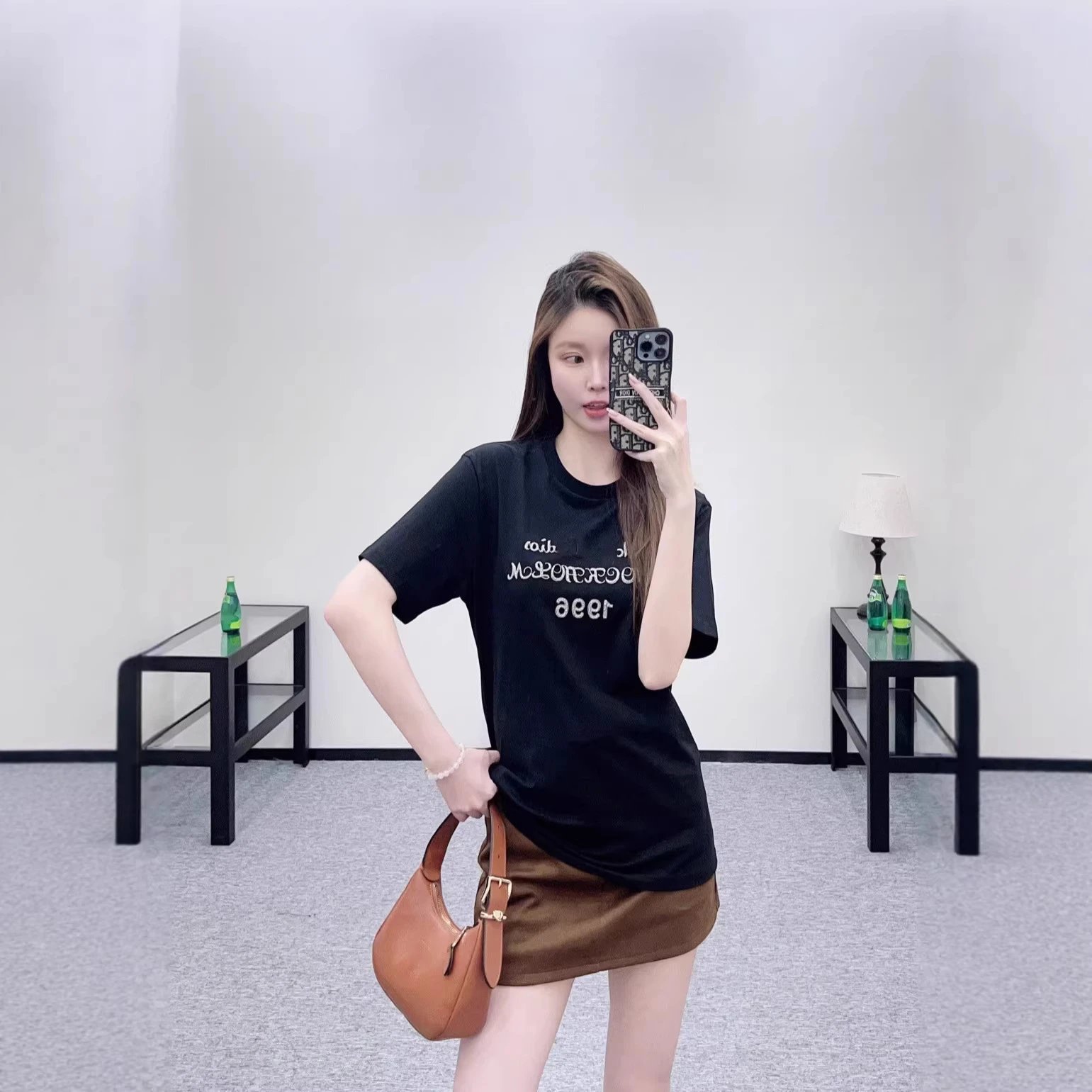 Black Graphic Print Crewneck T-Shirt Black Casual
