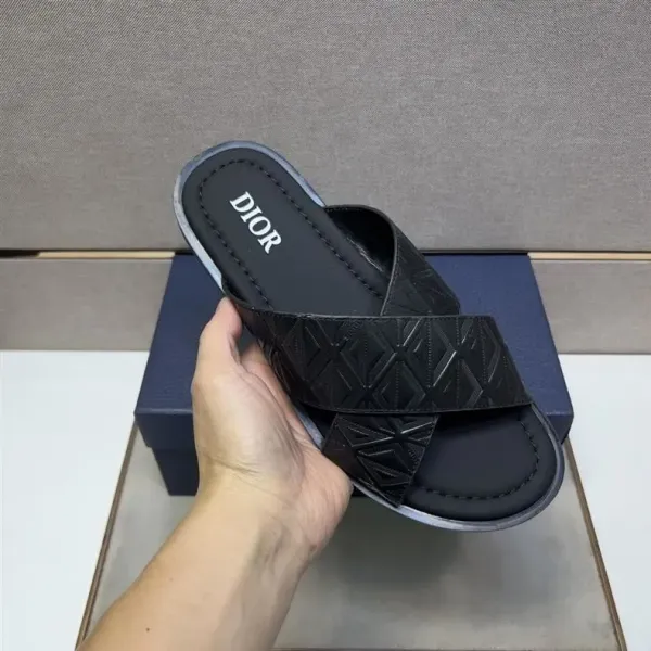 Dior Oblique Logo Slide Sandals Black Slippers - 49