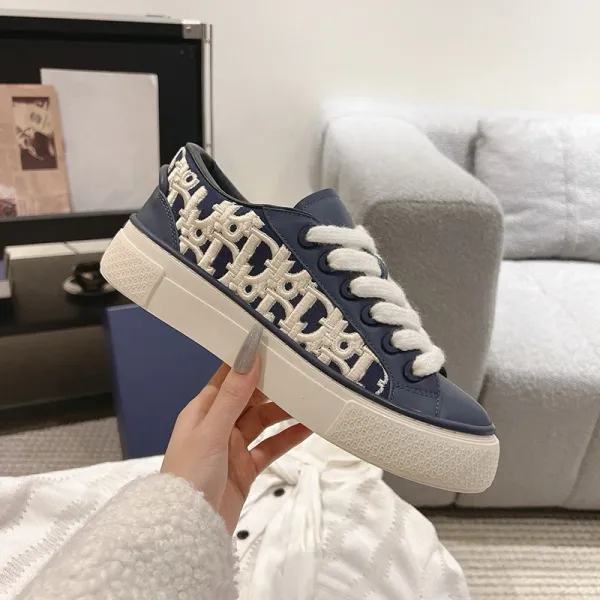 Dior B23 Oblique Embroidered Navy Sneakers - 23