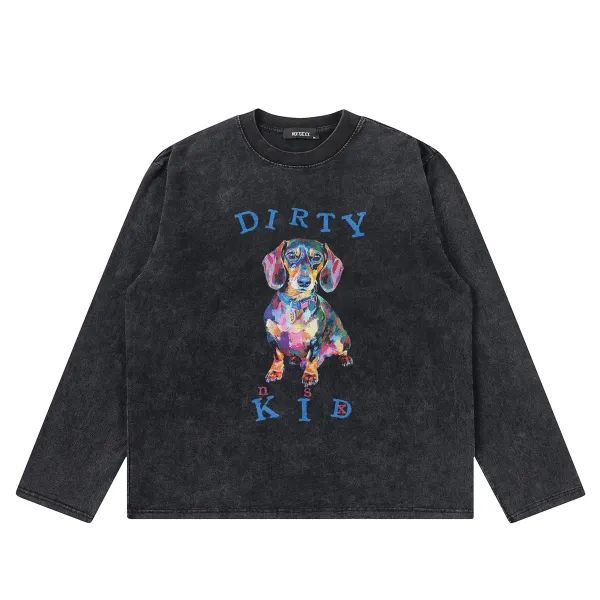 Design NOTSEXX Dirty Kid Multicolor Dachshund Long-Sleeve T-Shirt T-Shirts - 24