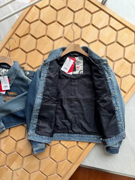 Evisu Custom Wash Denim Jacket with M Logo Patchwork Blue - 11