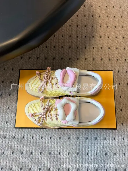 Fendi Bow-Strap Pink Suede Sneakers - 5