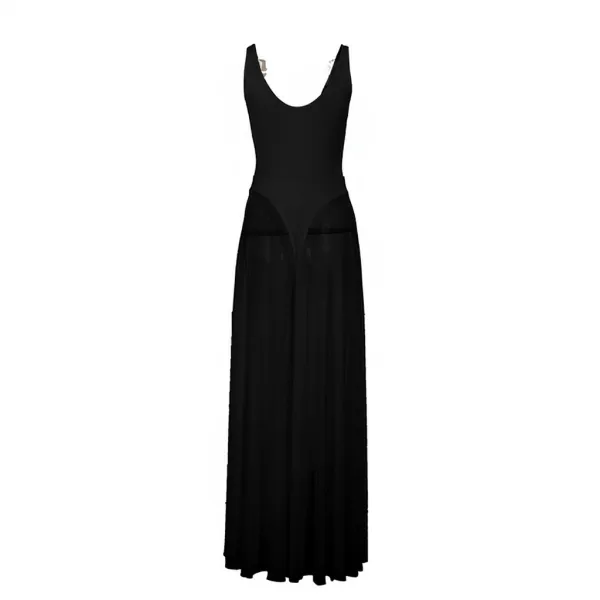 Design Sheer Panel Maxi Dress Black - 1