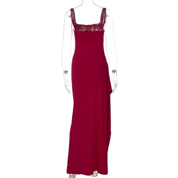 Design White Ruched High-Slit Maxi Dress - 80