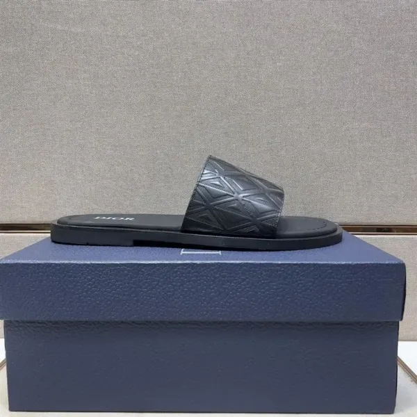 Dior Oblique Logo Slide Sandals Black Slippers - 25