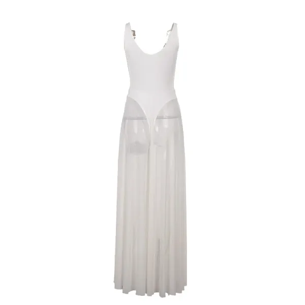 Design Sleeveless V-Neck Maxi Dress Burgundy - 27