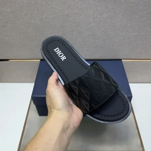 Dior Oblique Logo Slide Sandals Black Slippers - 27