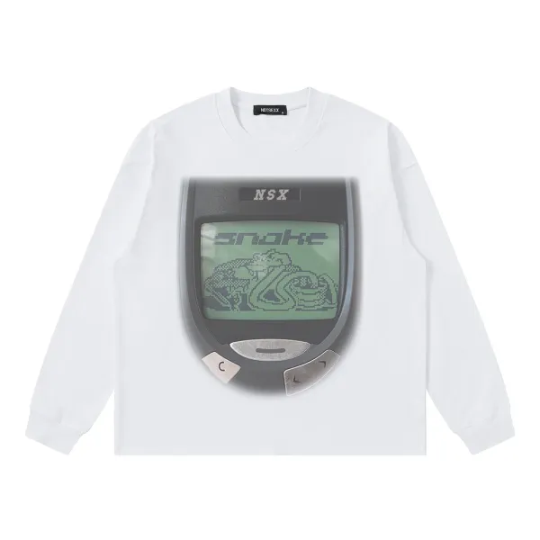 Design NOT9EXX Snake Game Long Sleeve T-Shirt White T-Shirts - 1