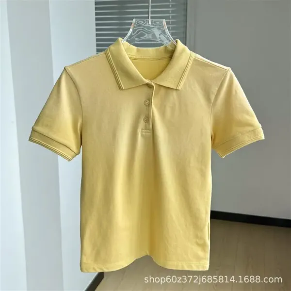 Design Classic Fit Yellow Polo Shirt Tops.polo - 4