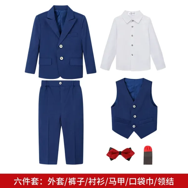 Design Boys Formal Six-Piece Suit Set Navy Blue - 1