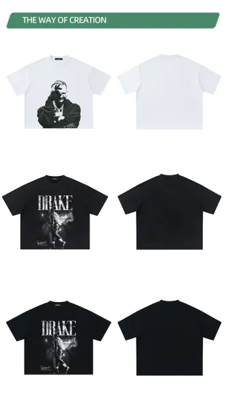 Design VISEXX Drake Graphic Oversized T-Shirt Black T-Shirts - 8