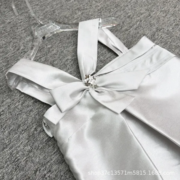 Design Bow-Back Satin Top White - 7