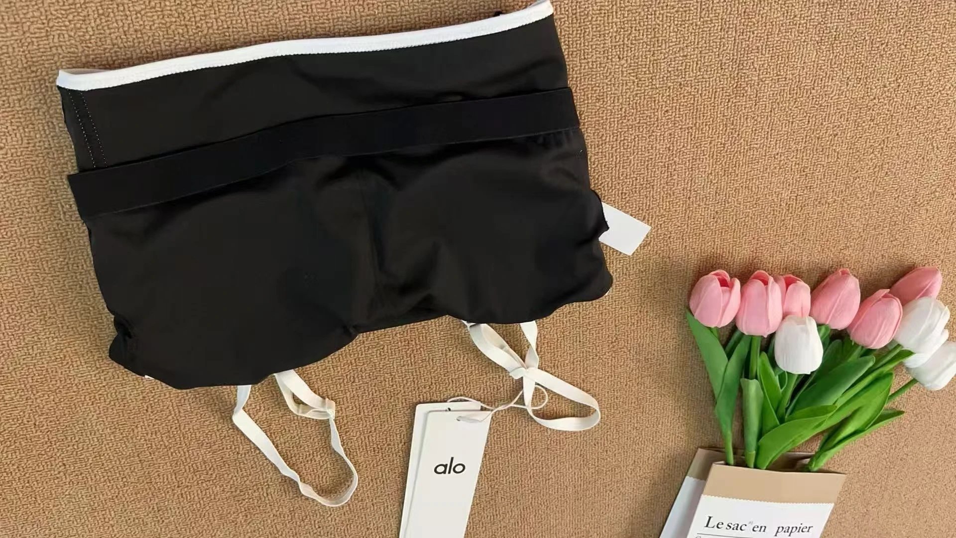Alo Yoga Studio Crop Top and Skort Set White with Black Trim Activewear - 11