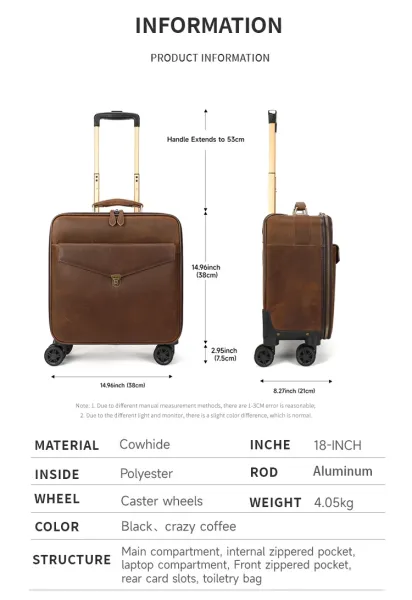 Design Rolling Laptop Briefcase Black Travel Bag Suitcase - 4
