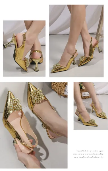 Design Crystal-Embellished White Slingback Pointed-Toe Heel - 12