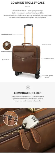 Design Rolling Laptop Briefcase Black Travel Bag Suitcase - 5