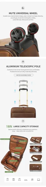 Design Rolling Laptop Briefcase Black Travel Bag Suitcase - 6