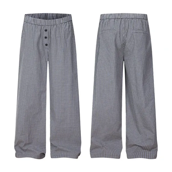 Design Gingham Wide-Leg Pants Gray - 2