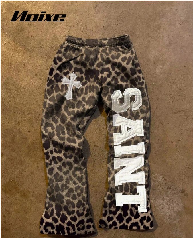 Design Saint Tears Sweatpants Brown with Patchwork and Side Lettering Sweatpants - 9