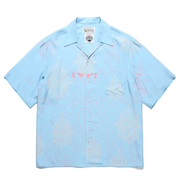 Design The Gooch Parlor Spider Web Print Short-Sleeve Shirt Light Blue Shirt - 1