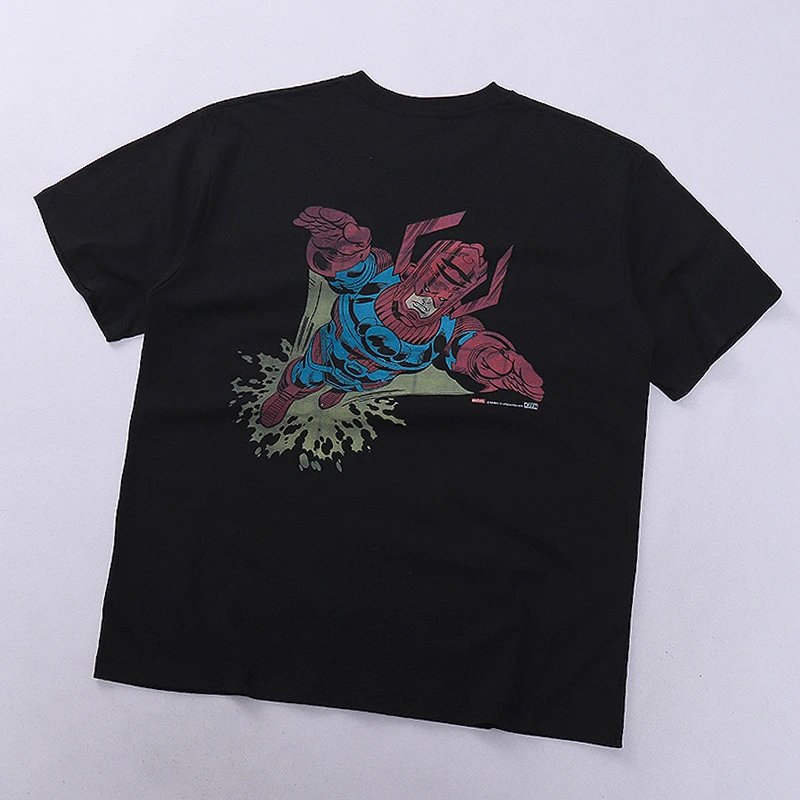 Design Cityscape Figure Print Black T-Shirt - 17