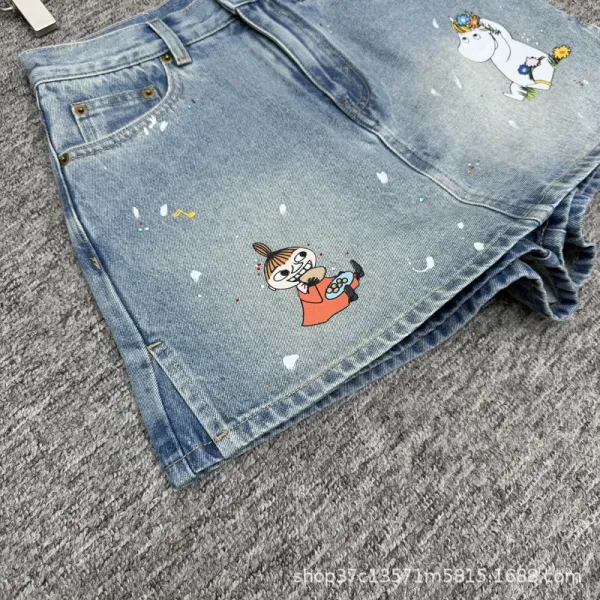 Moomin x Design Denim Shorts Light Wash Blue - 6