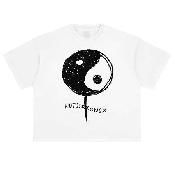 Design NOTSEXX Yin Yang Acid Wash Long Sleeve T-Shirt Black T-Shirts - 15