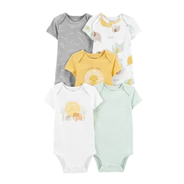 Design Carter's Animal Print Short Sleeve Bodysuits Set Multicolor Baby Onesies Clothing - 35