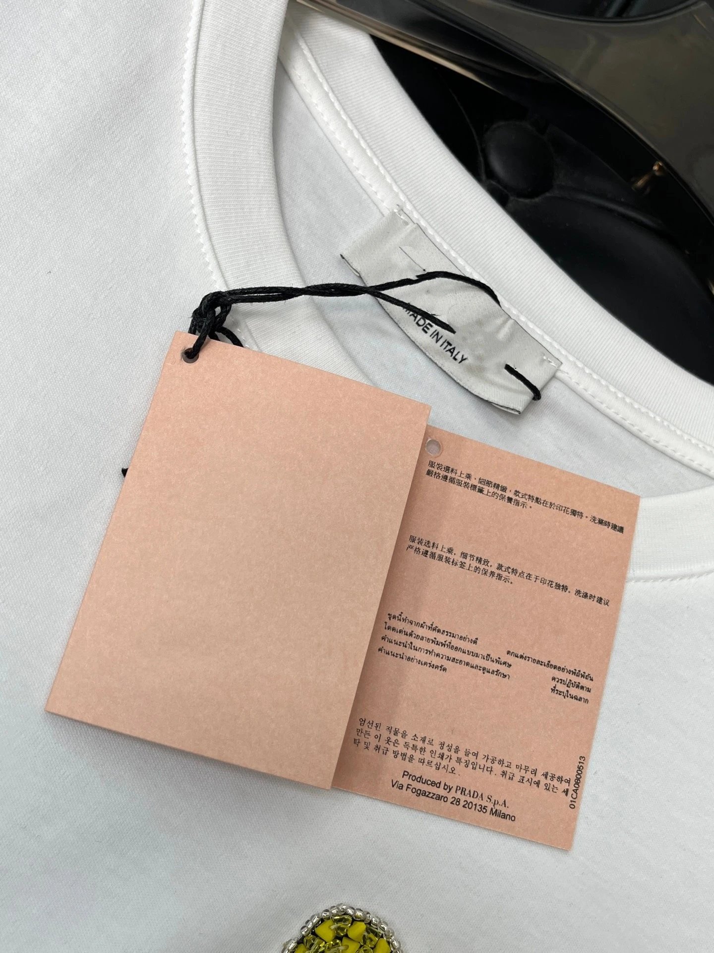 Miu Miu Embellished Logo White T-Shirt - 12